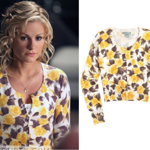 dELiA*s Sweaters - RARE dELiA*s Jolene Watercolor Yellow Brown Roses Cardigan - Sookie Stackhouse